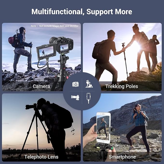 SmallRig CT-20 Camera Tripod, 78.7" Foldable Aluminum Tripod & Monopod - Image 5