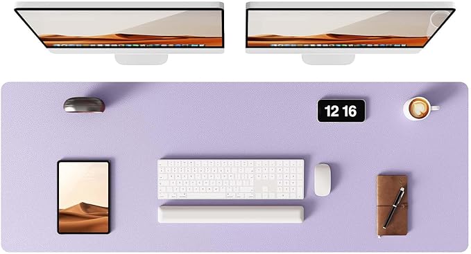 YSAGi Leather Desk Pad Protector, Office Desk Mat, Large Mouse Pad, Non-Slip PU Leather Desk Blotter, Laptop Desk Pad, Waterproof Desk Writing Pad for Office and Home (Light Purple, 47" x 17")