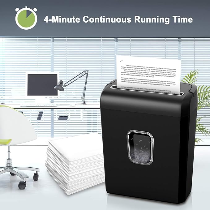 Bonsaii 6-Sheet Micro-Cut Shredder, P-4 High Security, Shreds Credit Cards/Staples/Clips, 3.4 Gal Transparent Window Bin, Black