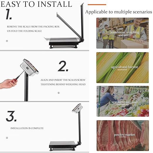660lb Industrial Floor Platform Scale with 90°-135° Rotate Double Sided Display Weight Computing Digital Scale Platform Scale LB/KG for Luggage Shipping Package Computing