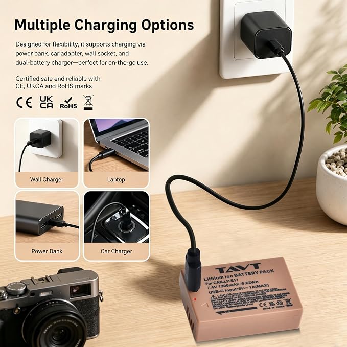 2-Pack LP-E17 Battery, USB-C R50 Battery Compatible - Image 5