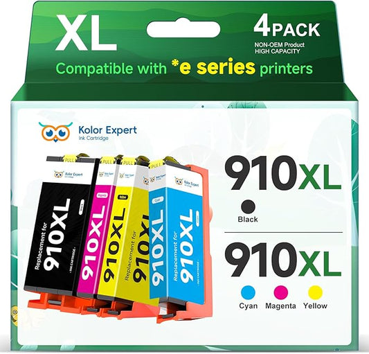 910XL Ink Cartridges Combo Pack Replacement for HP 910XL Ink Work with HP OfficeJet Pro 8025e 8022e 8015e 8028e 8035e 8020 8022 8025 8035 Printer (Black, Cyan, Magenta, Yellow)