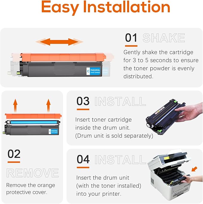 TN229XL TN229 Toner 5-Pack High Yield Replacement for Brother TN229 TN229XL Toner Cartridge Compatible with Brother MFC-L3780CDW MFC-L3720CDW HL-L3280CDW HL-L3220CDW HL-L3300CDW HL-L3295CDW
