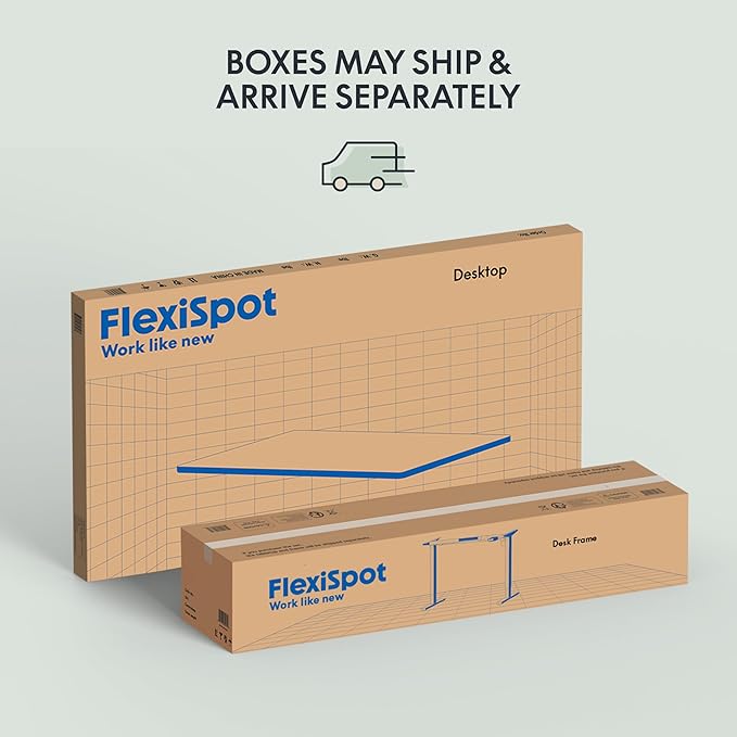 FLEXISPOT EN1 Whole-Piece Standing Desk 55x28 Electric Height Adjustable Desk for Home Office and Computer Workstation (Black Frame + 55" Maple Top, 2 Packages)