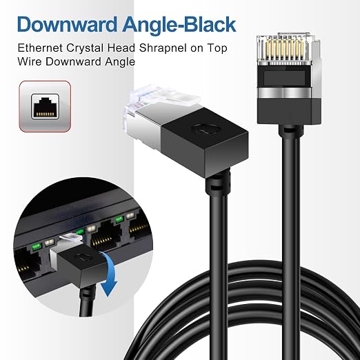 Ultra Thin Cat 6 Ethernet Cable 90° Downward Angle 15 Feet, Flexible & Slim - Image 5