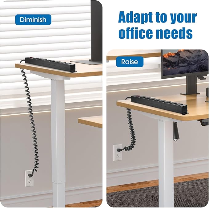 2Pack 8 Outlet Metal Wall Mount Power Strip, Mountable Outlet with Switch, Heavy Duty Wide Spaced Surge Protector, 4 FT SJT 14AWG Black Spring Cord.