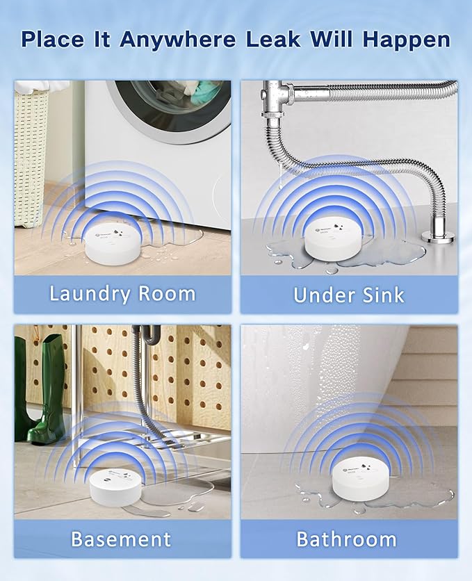Geevon 6 Pack Water Leak Detectors, 100dB Water Sensor Alarms Flood Detector - Image 3