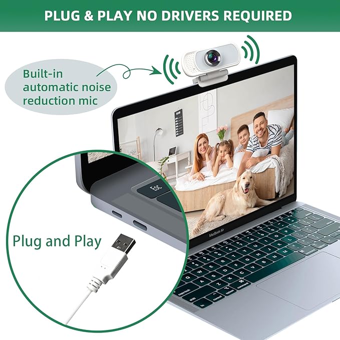 Full HD 1080P Webcam with Privacy Shutter and Tripod, Pro Streaming Web Camera with Microphone, Widescreen USB Computer Camera for Laptop Desktop