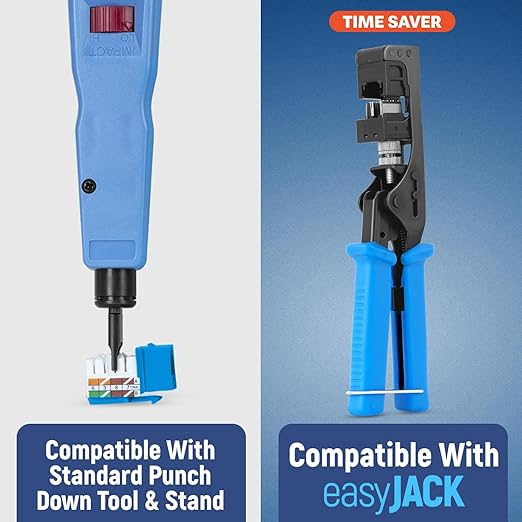 Everest 90° Angled RJ45 Cat6 Keystone Jacks 50-Pack in Blue - Image 4