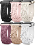 SNBLK 6 Pack Floral Engraved Bands Compatible by SNBLK