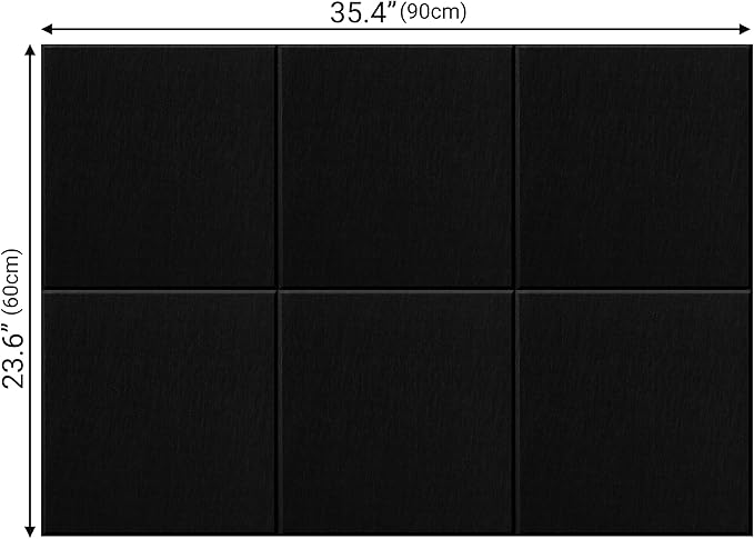 AKTOP Black Cork Bulletin Board 24"x36", 6 Pack Removable Felt Cork Board Tiles for Wall, Large 2 x 3 Bulletin Board Notice Pin Board for Office, School & Home, 24 Safe Adhesive Tabs, 20 Pushpins