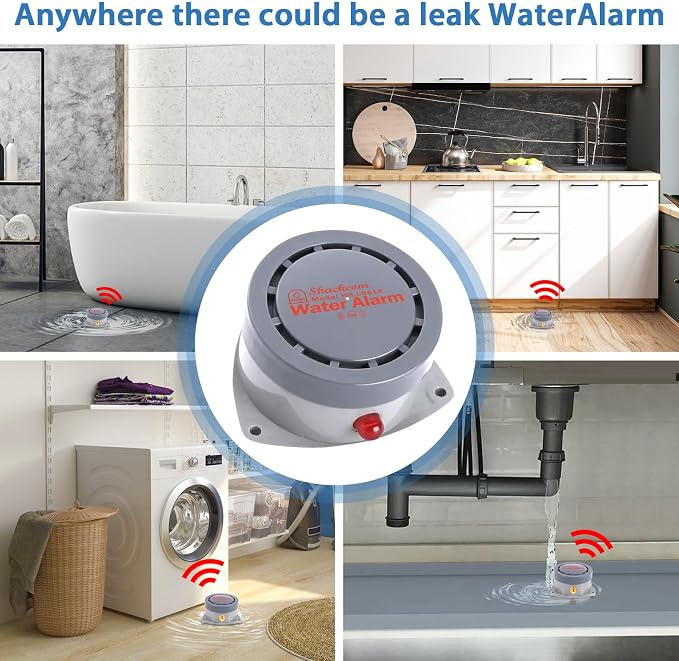 Water Leak Detector 2 Pack, Shackcom Water Alarm 110DB, Waterproof & - Image 5