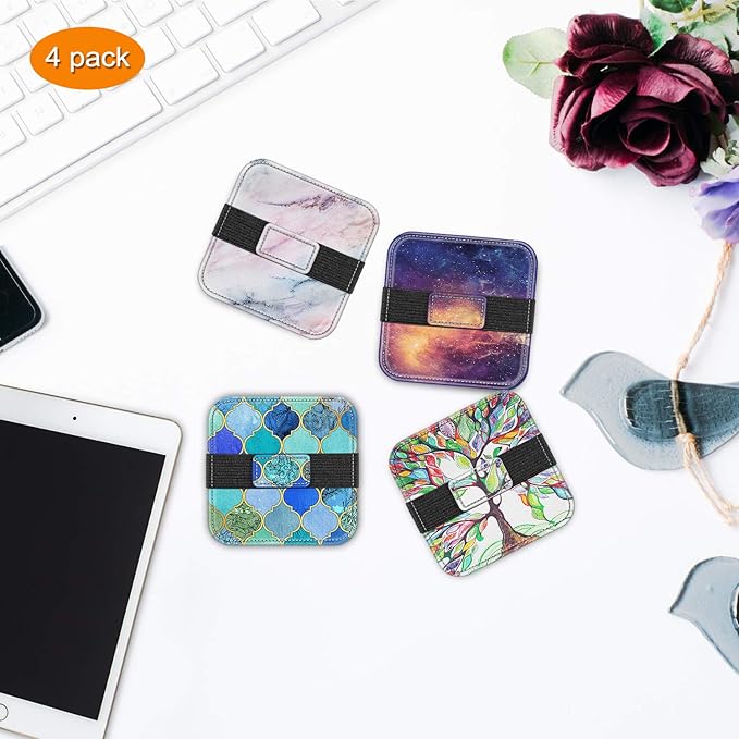 Fintie Screen Cleaning Pad, [4 Pack] Soft Cloth Wipes Screen Cleaner with Elastic Strap for iPad, iPhone, MacBook, Tablets, Laptop (Cool Jade)