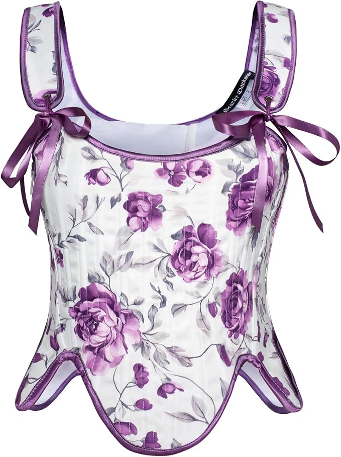 SCARLET DARKNESS Bustier Tops for Women Renaissance Floral Lace Up Bodyshaper by SCARLETDARKNESS
