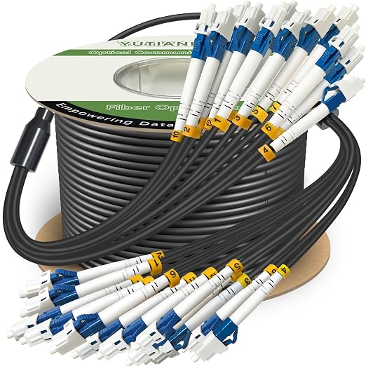 75 Meters 12 Core Industrial TPU LC to LC Outdoor Armored Fiber Optic Cable by YUTIANHOME