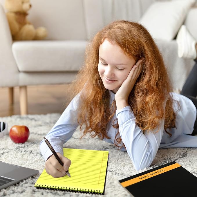 6 Pcs Legal Pad Top Spiral Bound Notebook 70 Sheets Wirebound Notepad Double Sided Ruled Memo Steno Book with Stiff Back Cover for Business(8.5 x 11 Inches,No Holes,Bright Colors)