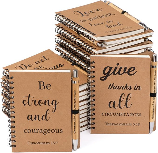 60 Pcs/30 Set Christian Gifts Spiral Notebooks Bulk Journals with Christian Pens Prayer Journal Christian Journal for Women and Men, Perfect Home Gifts