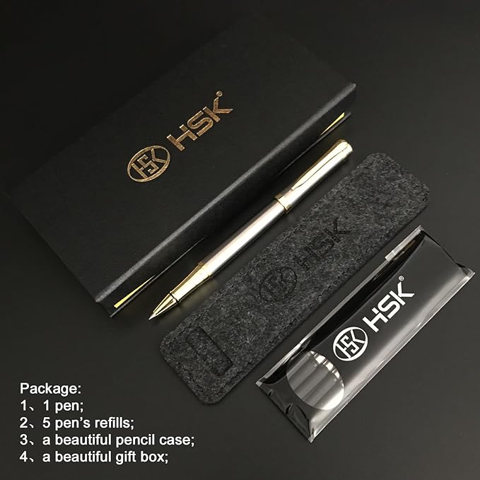 HSK Luxury Ballpoint Pens gift Pen Black Refill Line width 0.5mm,Best Ball Pen Gift Set for Men & Women Professional Executive,Office,Nice Pens Classy Gift Box (Red)