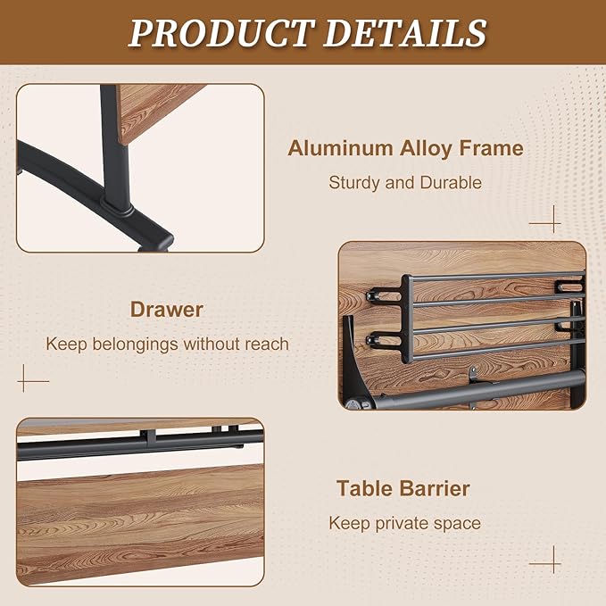 Folding Conference Room Table, Modern Conference Tables with Silent Wheels, Large Rectangular Mobile Training Tables for Office Classroom, Foldable Modular Boardroom Seminar Table (6pack L47.2in)
