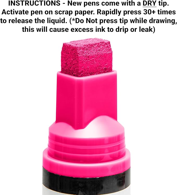 Glass Pen Window Marker: Liquid Chalk Pens for Glass, Whiteboard Markers with Washable Paint - Graduation, Car Windows, Mirror Pen, Storefront, Wedding, Parade, Party & Holiday (Pink, Jumbo Tip)