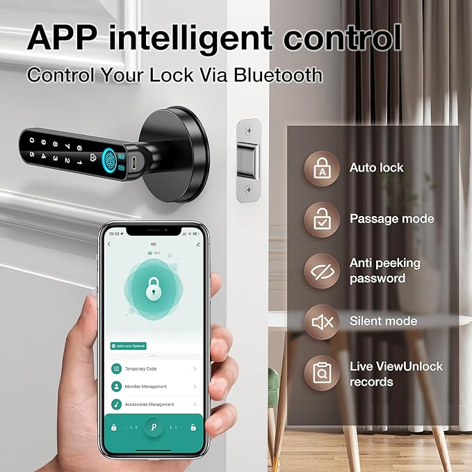 Fingerprint Door Lock- Smart Door knob, biometric Door Lock，with passcode - Image 3