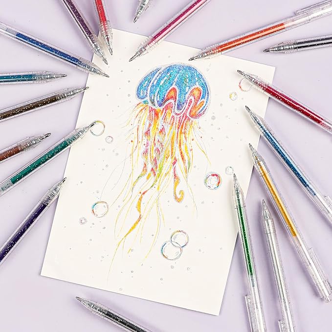 Grabie Glitter Pens (18 Colors Retractable Glitter Gel Ink Pens New)
