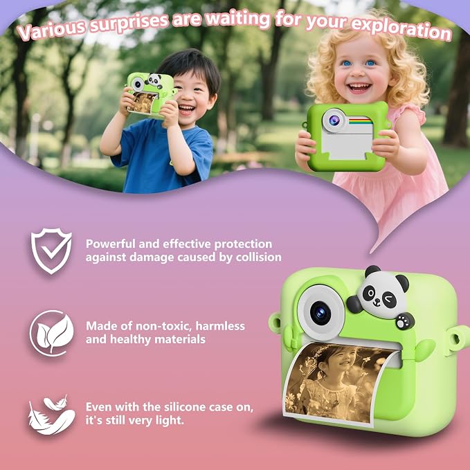 Kids Camera Instant Print with Color Printing Paper and Protective Case 32GB - Image 7