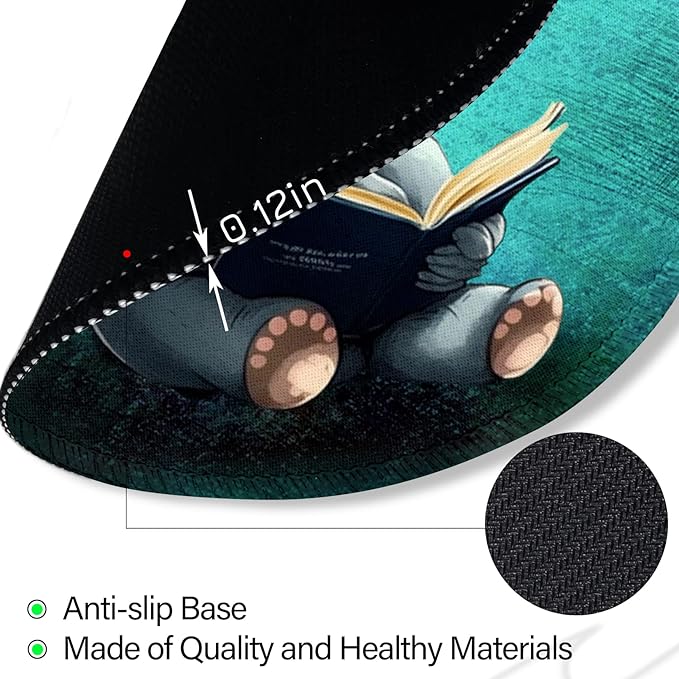 Small Mouse Pad, Elepant Round Mouse Pads for Desk, Travel Mini Mousepad with Non-Slip Rubber Base, Portable Mousepads for Wireless Computer Mouse Laptop, Office Desk Accessories, 8.6 * 8.6 Inch