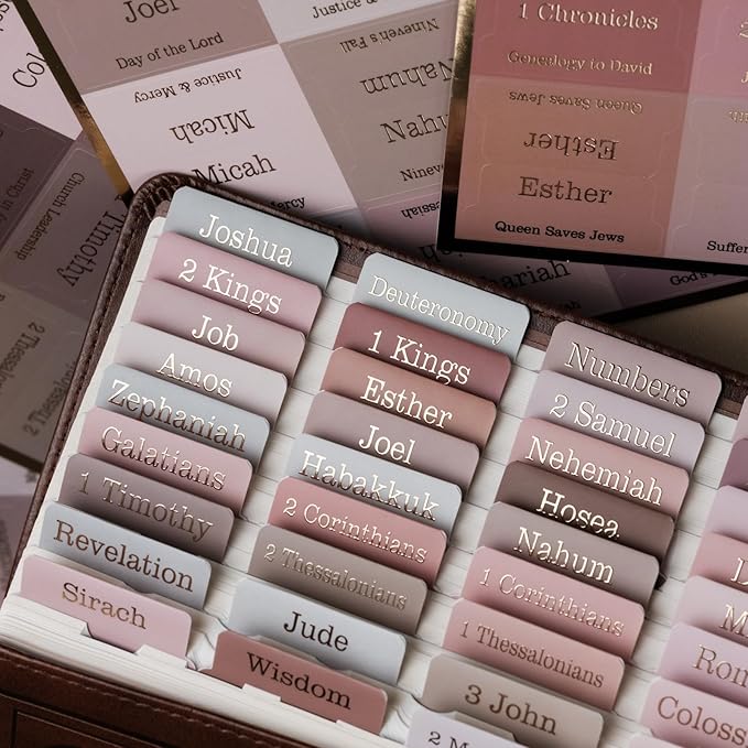 UPAFEXXI-Laminated Bible Tabs with Book Summaries(Gold Foil Embossed Lettering), Bible Tabs for Women and Men, Reposition Large Print Stickers, Easy to Read, 80Chapters Labels for Easy Navigation