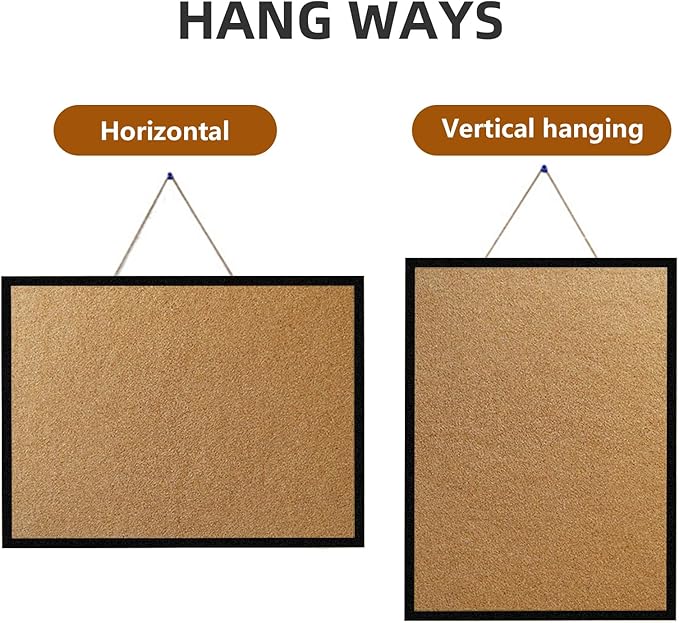 20” x 28” Cork Boards for Walls with Black Wooden Frame 1pack, Whiteboard and Cork Board Combo Double Sided Office Board for Wall Organizer, Bulletins Board Hanging Pin Board for School Home Office