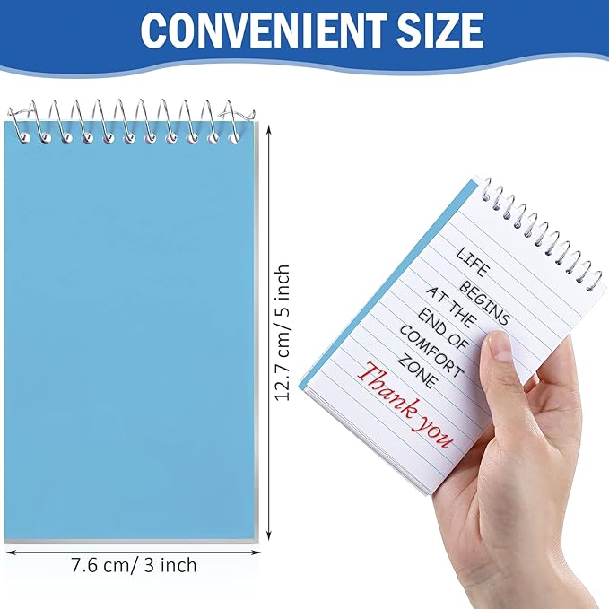 100 Pieces Spiral Memo Pads Bulk 3 x 5 Inch Small Note Pads Top Bound Lined College Ruled Paper Mini Notepad Pocket Spiral Notebooks for School Office Home Supplies, 75 Sheets (Fresh Colors)