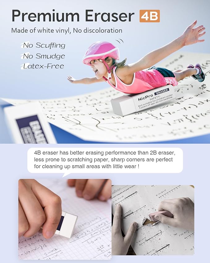 Nicpro Blocky Gear 0.7 mm Mechanical Pencils Set in Case, Metal Pencil with Lead Refills, Eraser for Professional & Adult Art Writing Drafting Drawing