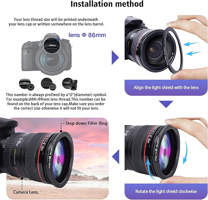 86mm Lens to 77mm Camera Lens Adapter, 86mm to 77mm Filter Step-Down Ring - Image 6