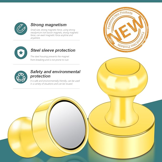 50 Pack Fridge Magnets, 4 Color Small Strong Rare Earth Magnets for Whiteboard, Push Pin Neodymium Magnet Refrigerator Magnet for Office, Classroom, Kitchen, Home