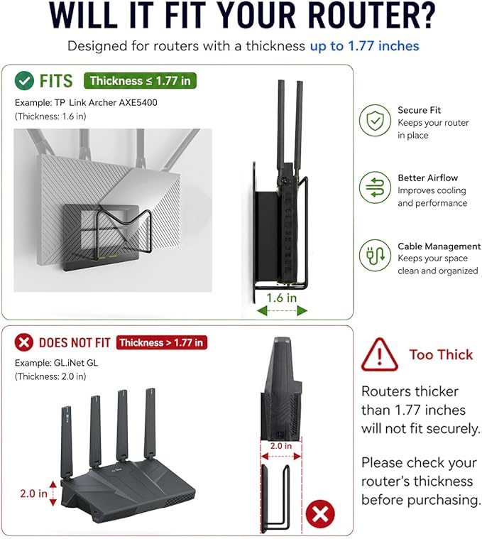WiFi Router Wall Mount Organizer, No Drill Small Device Wall Mount Holder - Image 5