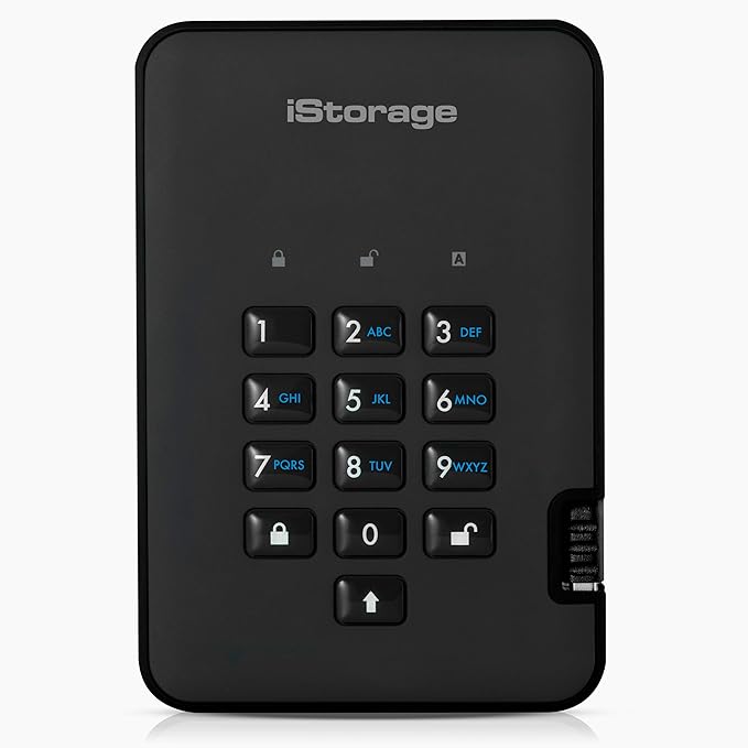 iStorage diskAshur2 HDD 2TB Black | Secure portable hard drive | Password protected | Dust & water resistant | Hardware Encryption