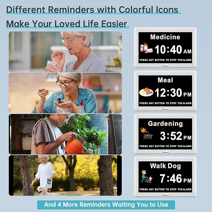 Soobest Dementia Digital Clock for Seniors Elderly, 20 Alarm Reminders 3 - Image 5
