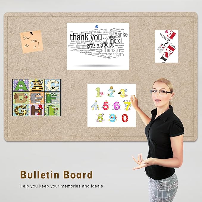 Large Bulletin Board - 72 X 48 inches Cork Board with 30 Pushpin, 6' x 4' Cork Board for Walls Pin Board, Self-Adhesive Felt Board Vision Board Foldable Photo Board for Wall (Beige Brown)
