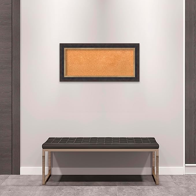Amanti Art Natural Cork Board for Wall, 17x35 Vision Board with Black Wood Frame, Medium Corkboard Office Decor for Home Organization, Casual Corkboard Pinboard to Display Items for Home Organization