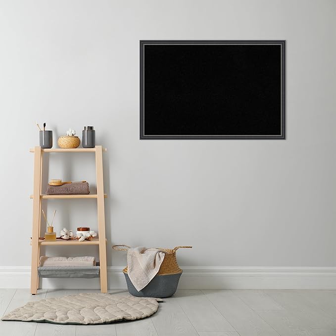 Amanti Art Black Cork Board for Wall, 26x38 Vision Board with Black Wood Frame, Large Corkboard Office Decor for Home Organization, Traditional Corkboard Pinboard to Display Items for Home