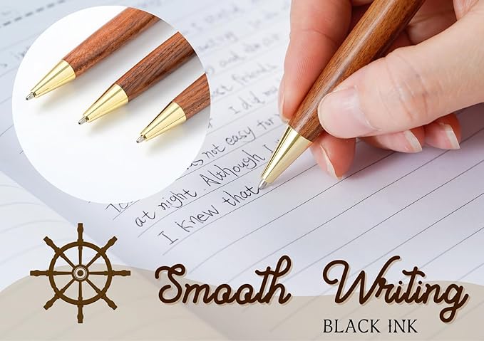 InnoBeta Pirate Gifts, Wooden Pen Set of 3, Gift Ideas for Pirate Lovers