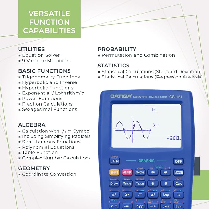 Scientific Calculator with Graphic Functions - Multiple Modes with Intuitive Interface - Perfect for Beginner and Advanced Courses, High School or College