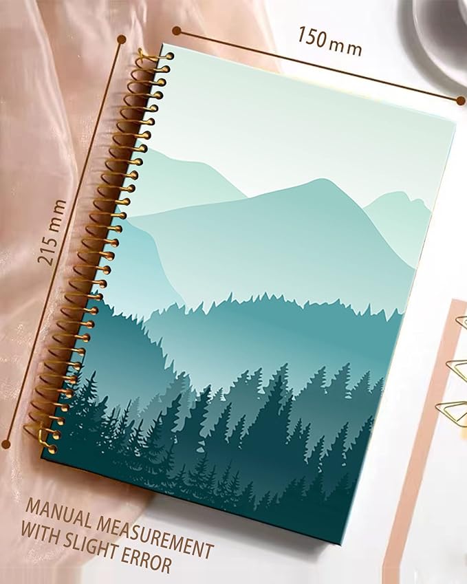 iampanda Spiral Journal Notebook,Strong Twin-Wire Binding with Premium Paper for Girl Women,60 Sheets A5 College Ruled Notebook/Journal,Perfect for School Office Home Gifts,Beautiful Green Mountain