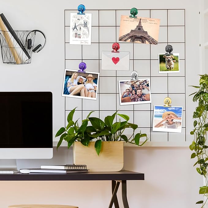 FINDMAG 48 Pack Magnetic Clips for Photo ANG Picture Display, Strong Scratch-Free Refrigerator Magnets, Heavy Duty Clips for Picture Hanging, Whiteboard, Kitchen, Office, School Use.