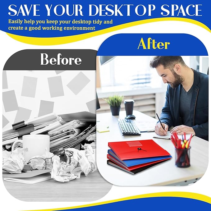 Glenmal 10 Pcs 7 Pocket File Folders File Organizer Expanding Folder with Labels Plastic Expandable Folder Pocket Folder A4 Letter Size Paper Organizer Folder for Office(Red, Black, Blue)