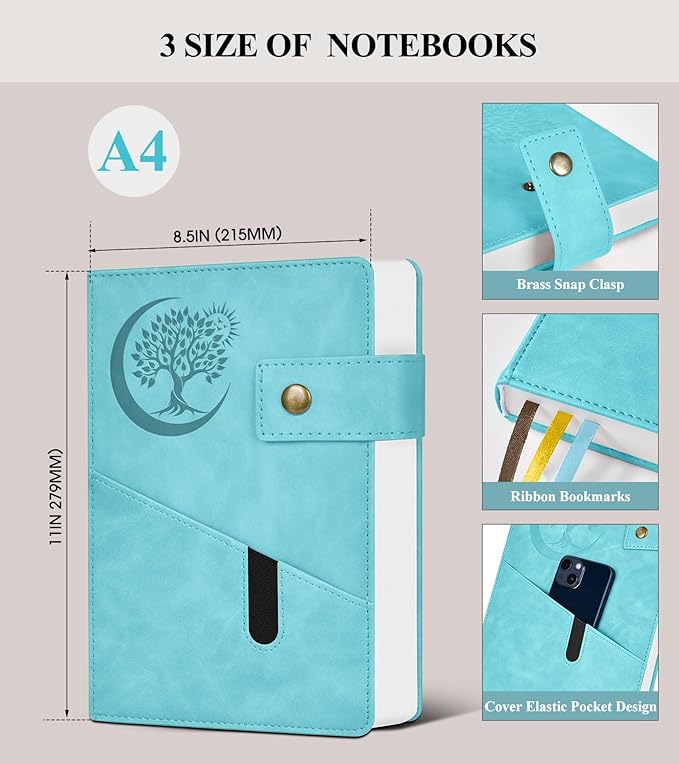 365 Page Thick Lined Journal Notebook for Men Women, A4 Large Leather Journals for Writing, Hardcover Notebooks for Work, School, Note Taking, Business, Travel Diary, College Ruled 8.5" x 11"