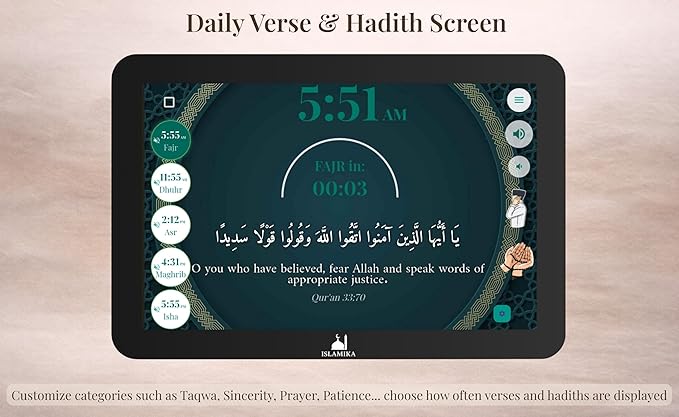 Islamika Smart Islamic Display 10” – WiFi Azan Clock, Global Prayer Times - Image 5