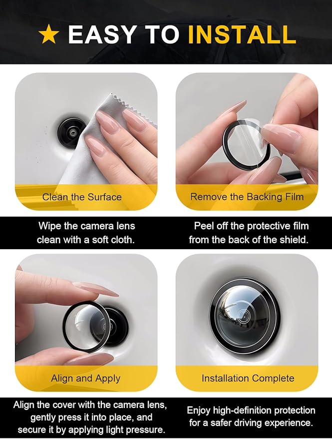 Car Camera Lens Protector 2-Pack + Backup Camera Rain Shield 1-Pack, - Image 6