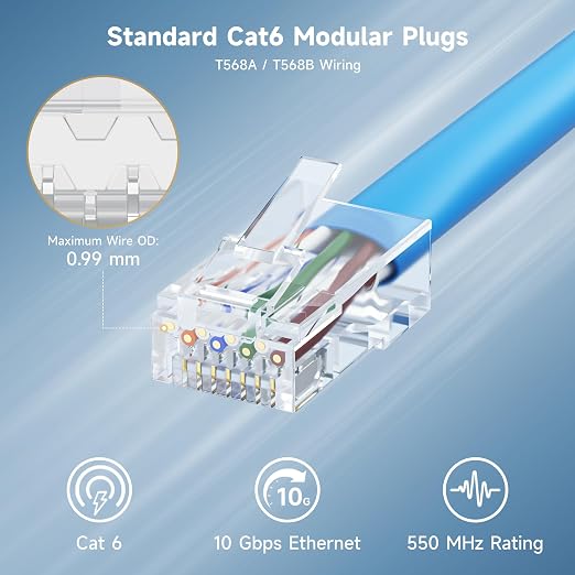 Cable Matters 200-Pack CAT6 RJ45 Modular Plugs, 50µ Gold Plated, - Image 2