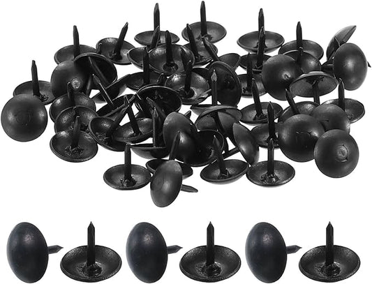 uxcell 100 Pcs Upholstery Tacks, 9 x 9mm Round Head Upholstery Nails Pins Vintage Decorative Furniture Tacks for Chairs Sofas Beds DIY Project, Black